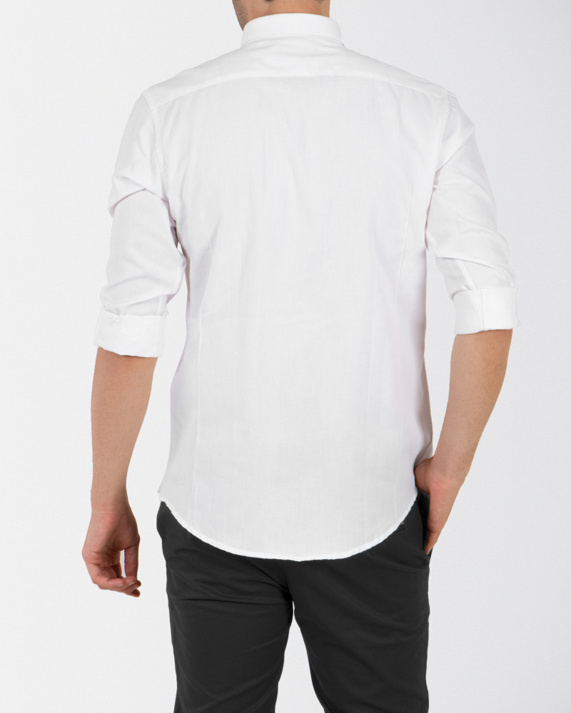 پیراهن ساده سفید آستین بلند 18221171
