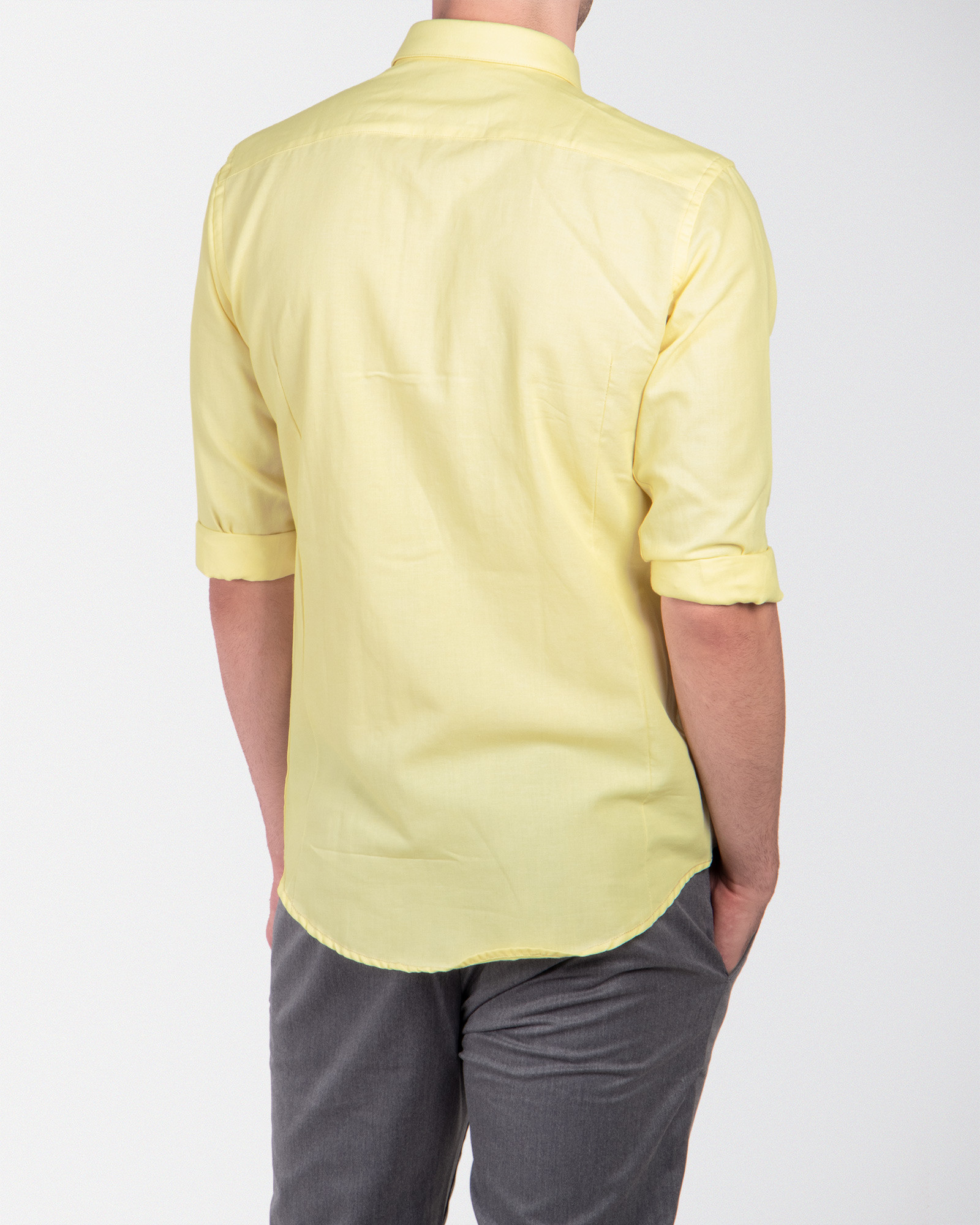 پیراهن ساده زرد آستین بلند 18221171