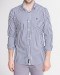 خرید اینترنتی پیراهن آستین بلند مردانه راه راه سرمه ای روشن 18420215