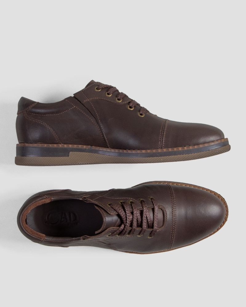 خرید کفش روزمره مردانه چرم طبیعی قهوه ای تیره 1744129