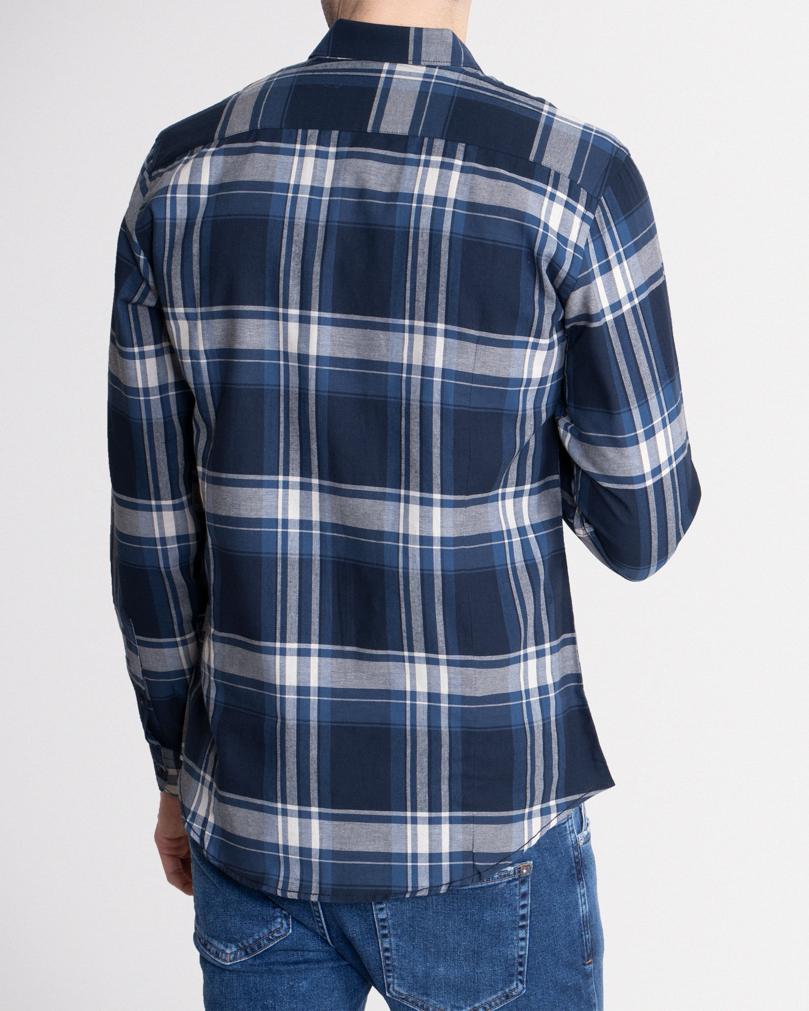 خرید پیراهن روزمره مردانه طرحدار سرمه ای 18420217
