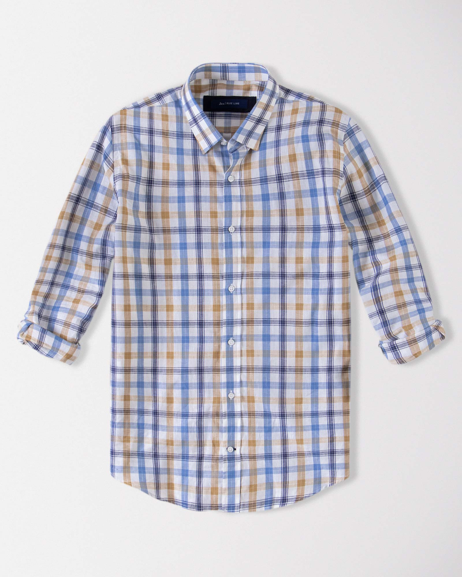 پیراهن آستین بلند طرحدار مردانه آبی 18420335