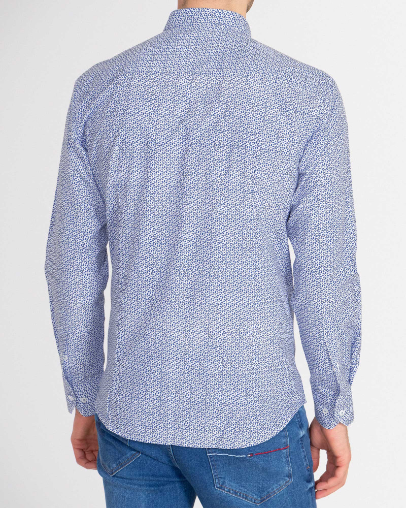 خرید پیراهن آستین بلند طرحدار مردانه آبی 18420329