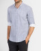 خرید اینترنتی پیراهن آستین بلند طرحدار مردانه سرمه ای 18420329