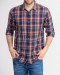 خرید اینترنتی پیراهن مردانه آستین بلند چهارخانه سرمه ای 18420341