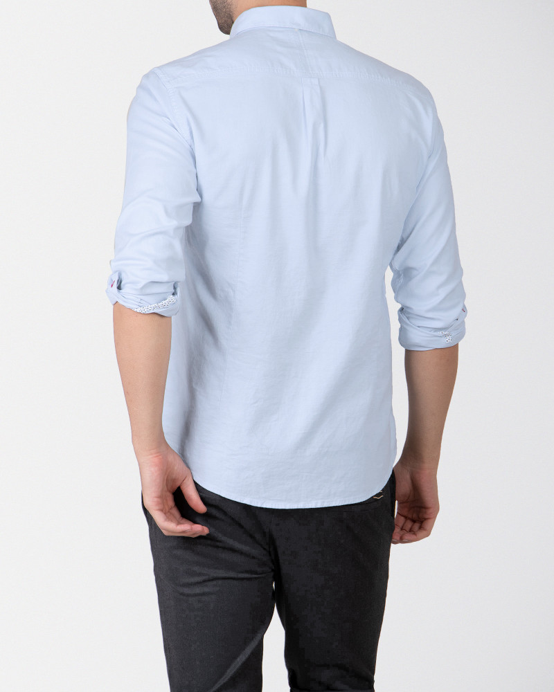 پیراهن آستین بلند ساده آبی روشن دارای یقه معمولی 18221170