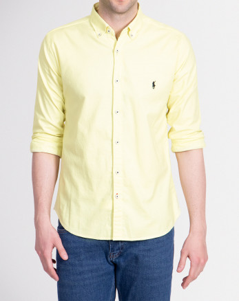 خرید اینترنتی پیراهن آستین بلند ساده مردانه لیمویی تیره 1812110159