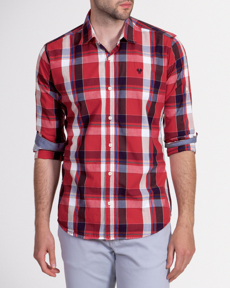 خرید اینترنتی پیراهن آستین بلند روزمره مردانه قرمز 19120377