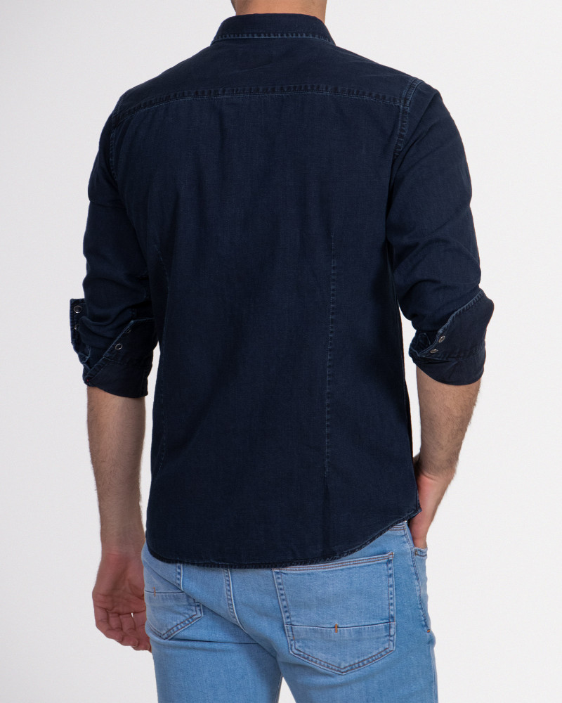 خرید پیراهن جین آستین بلند مردانه سرمه ای تیره 19174111