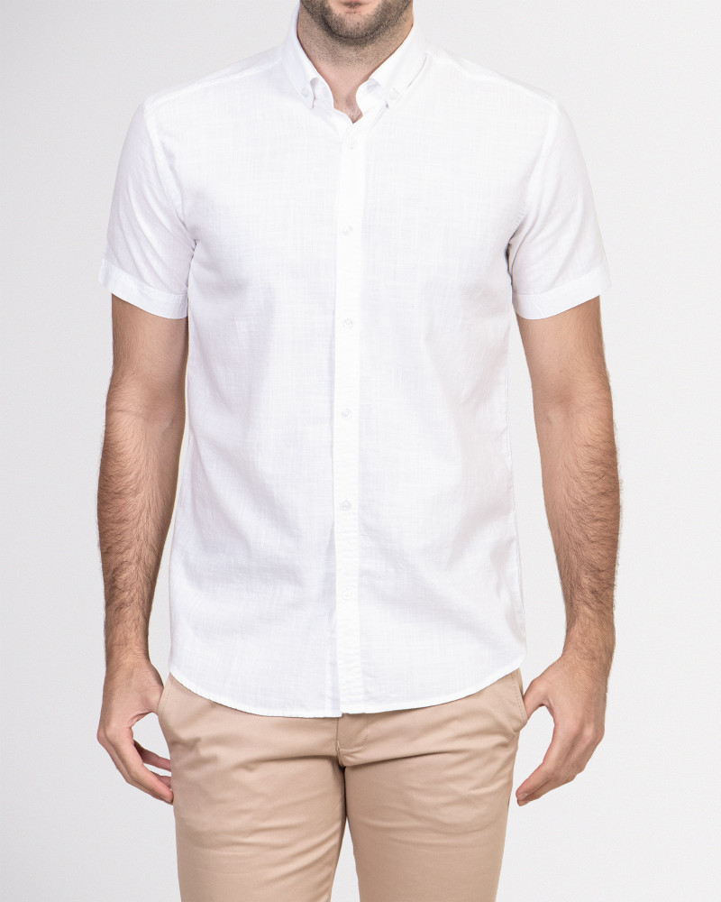 خرید اینترنتی پیراهن ساده لینن سفید 19222110