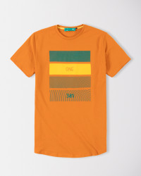 تیشرت نخی چاپ دار نارنجی 19229294