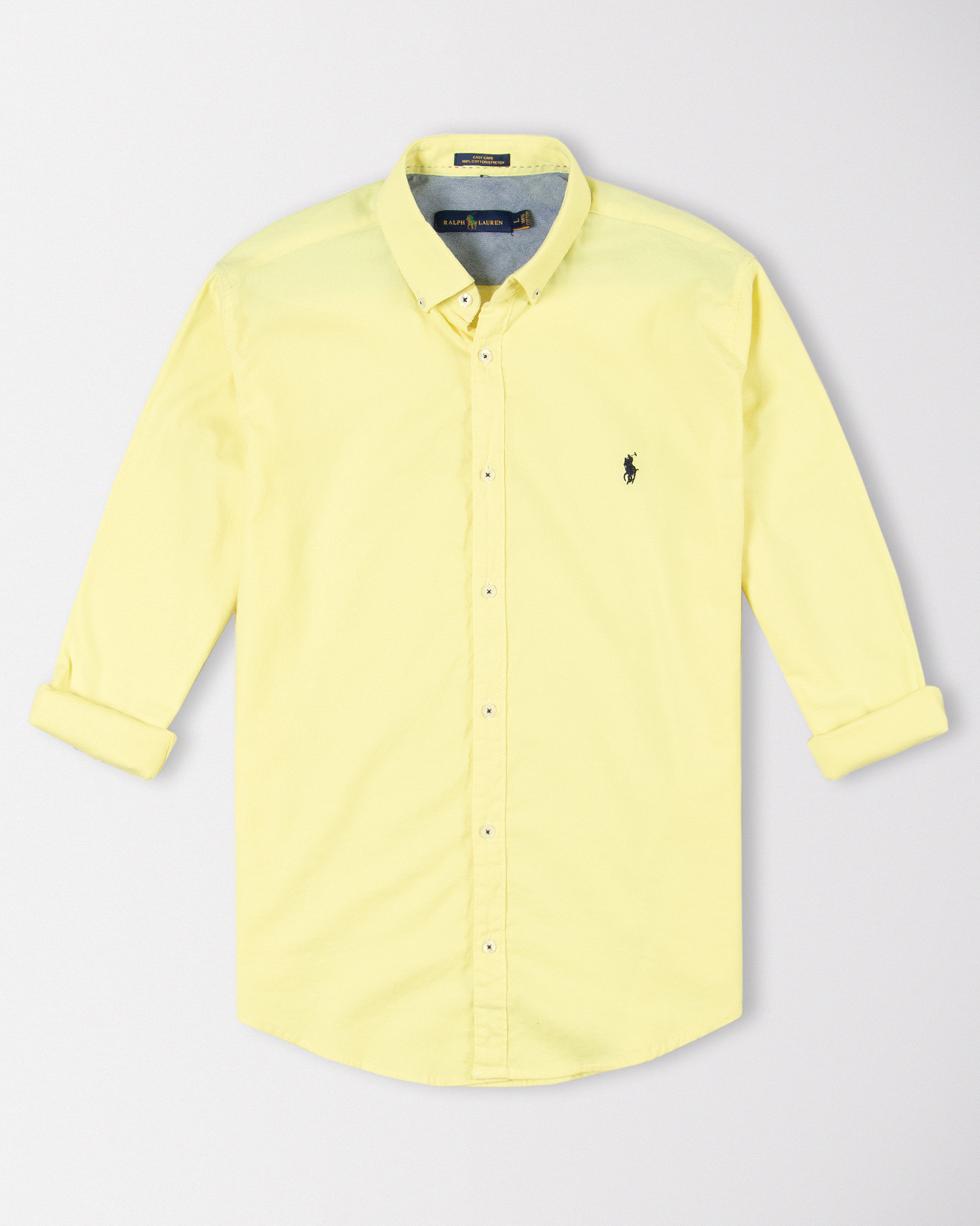 پیراهن مردانه آستین بلند ساده زرد 18121101