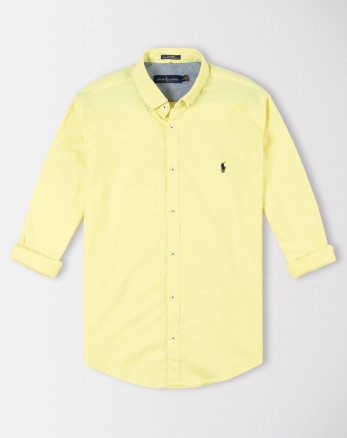 پیراهن مردانه آستین بلند ساده زرد 18121101