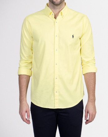 خرید اینترنتی پیراهن مردانه آستین بلند ساده زرد 18121101