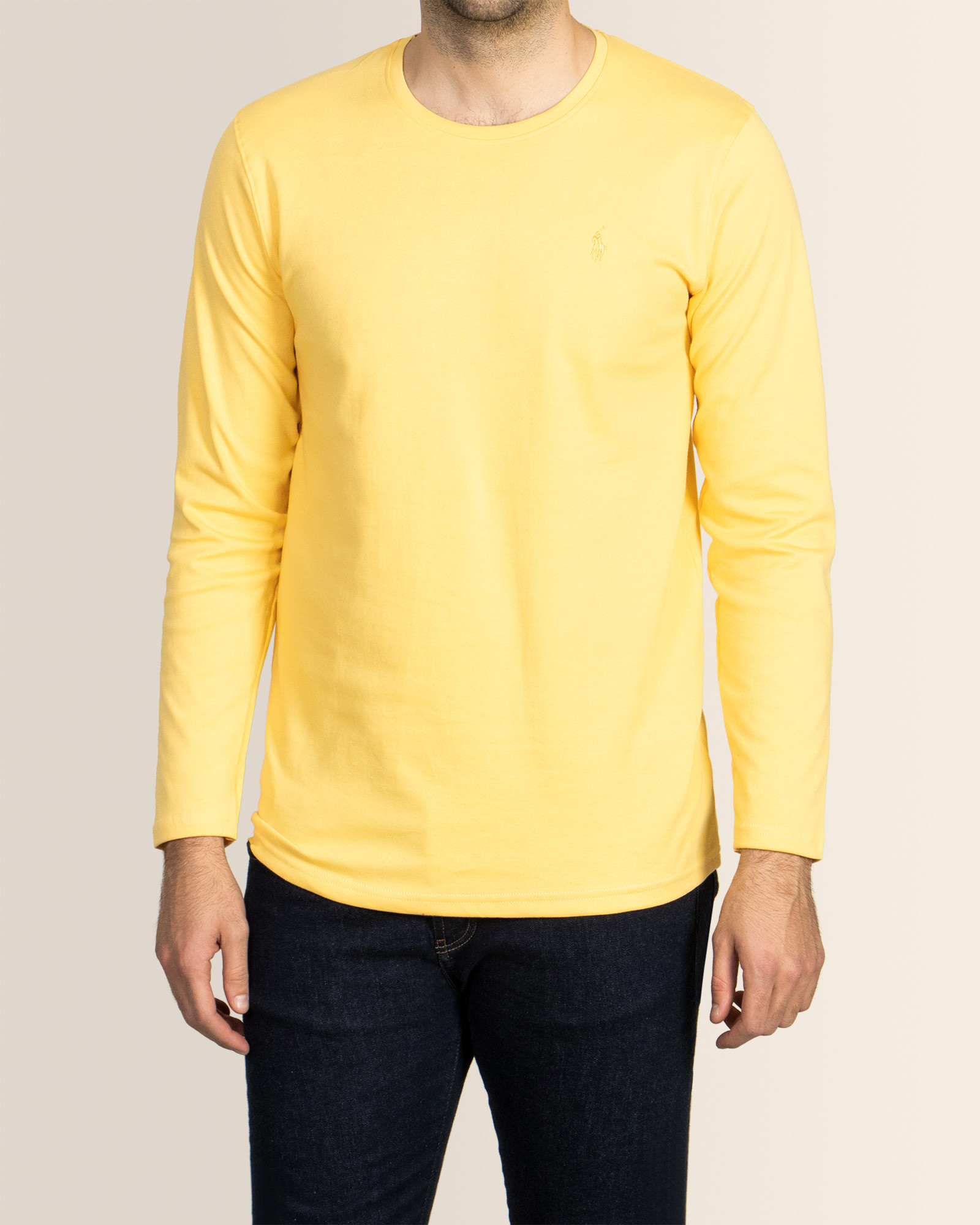 خرید اینترنتی تیشرت آستین بلند مردانه زرد 19328114