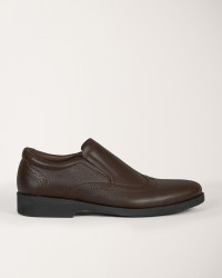 کفش رسمی مردانه بدون بند چرم قهوه ای تیره 18443136