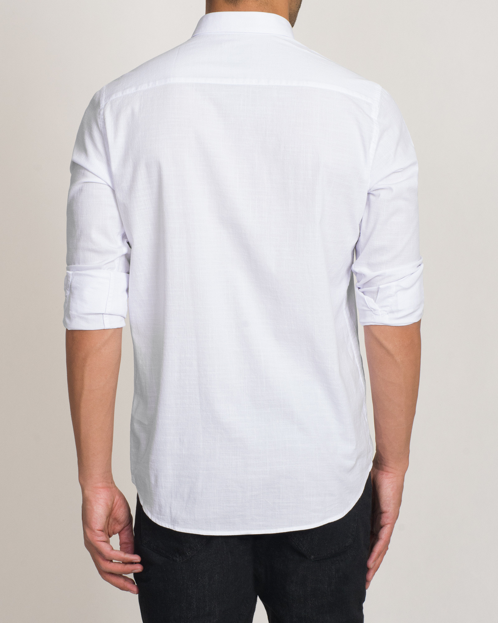 خرید پیراهن آستین بلند ساده مردانه سفید 19421187