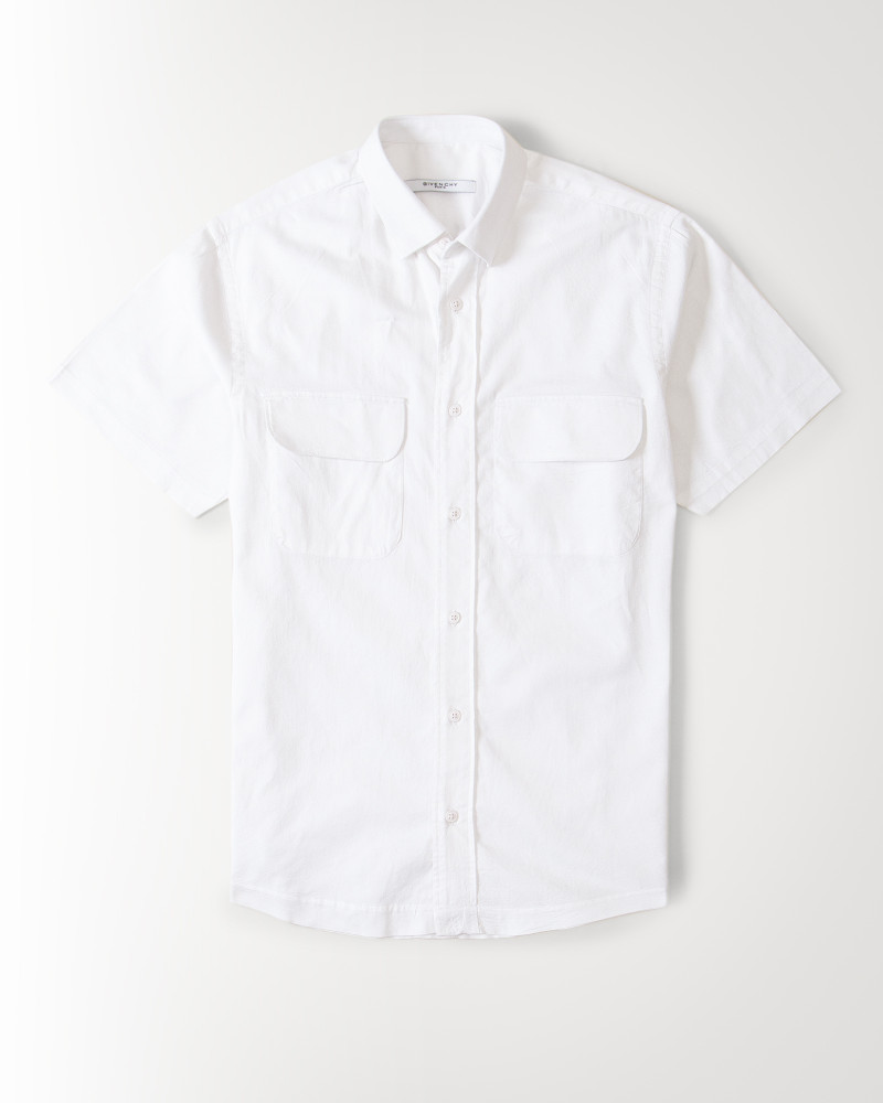 پیراهن دو جیب سفید ساده19422114