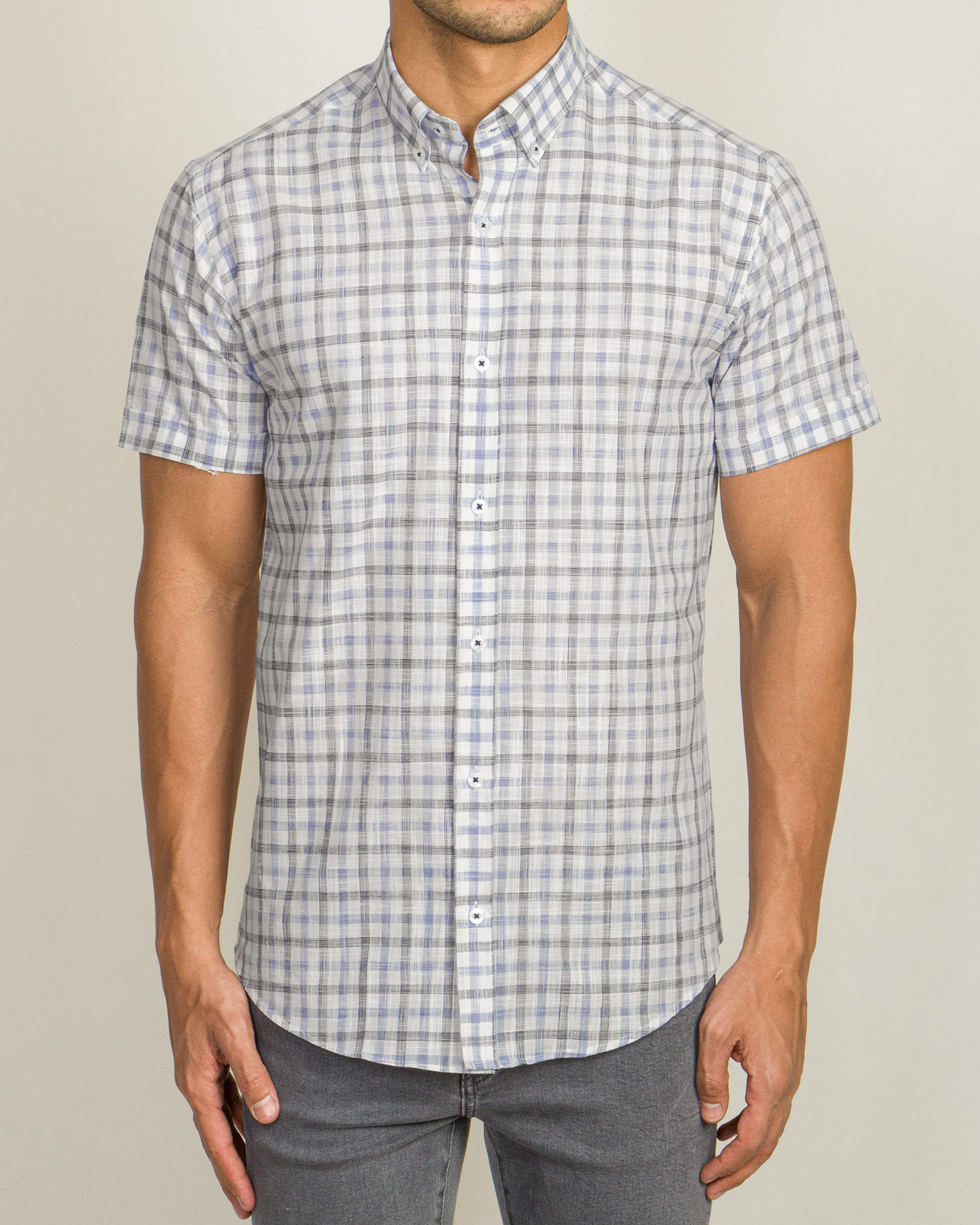 خرید اینترنتی پیراهن آستین کوتاه مردانه آبی روشن 20123200