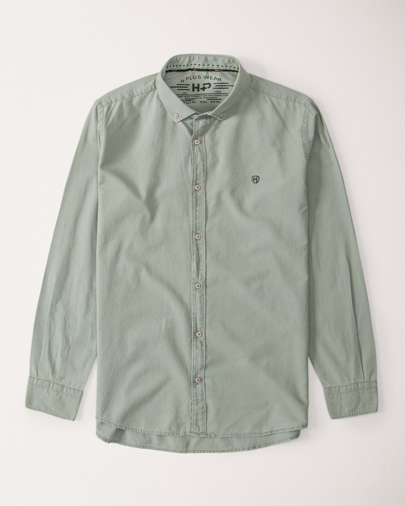 پیراهن آستین بلند مردانه ساده سبز سدری 20121202
