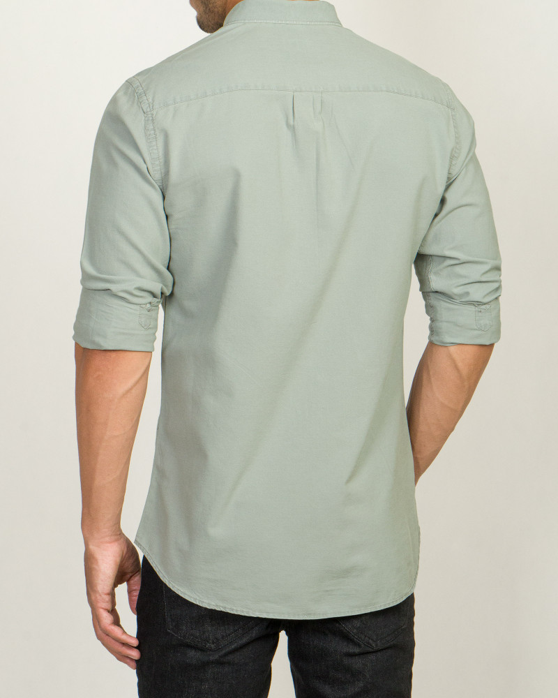 خرید پیراهن آستین بلند مردانه ساده سبز سدری 20121202