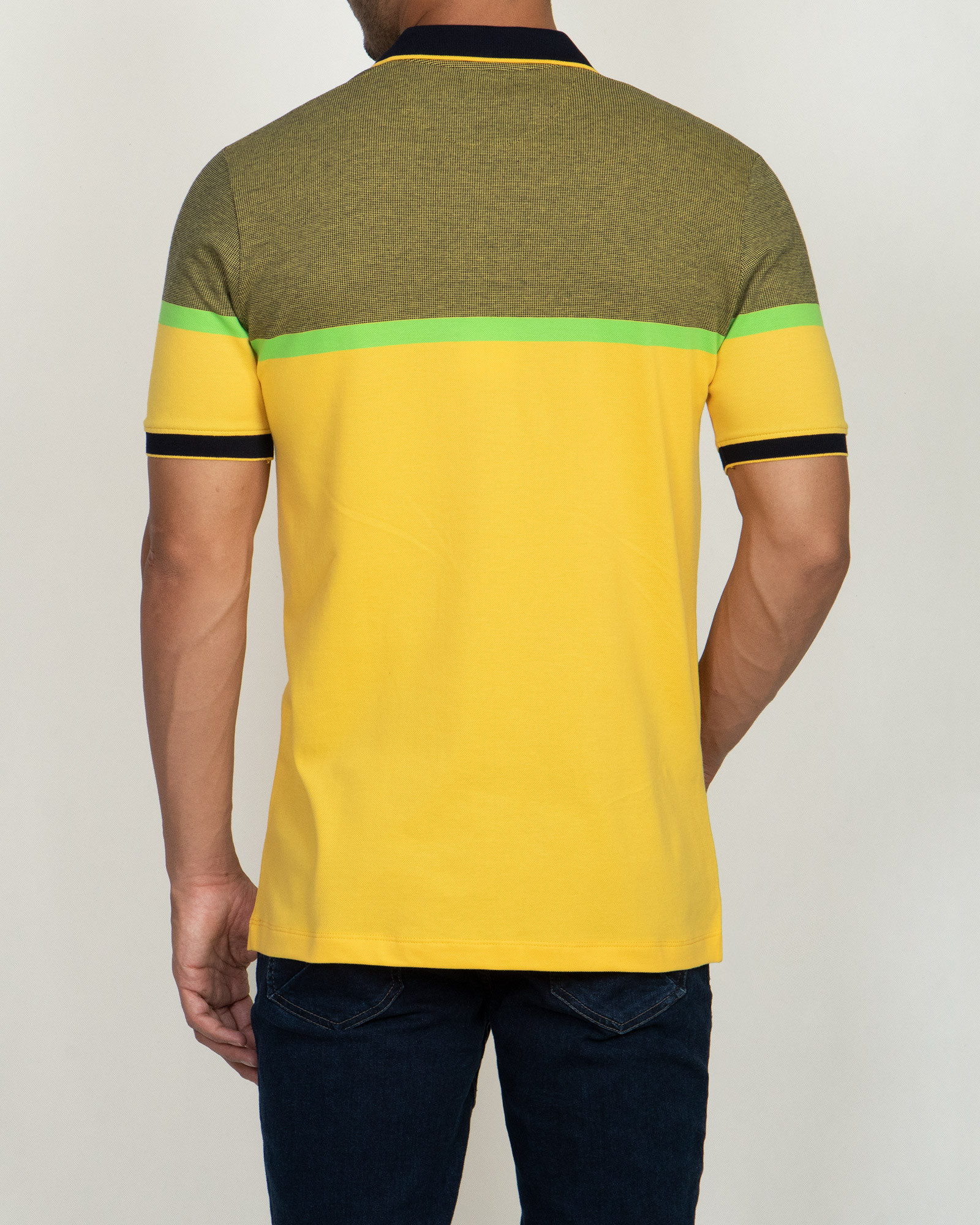 خرید اینترنتی پولوشرت زرد طرح دار مردانه 20194114