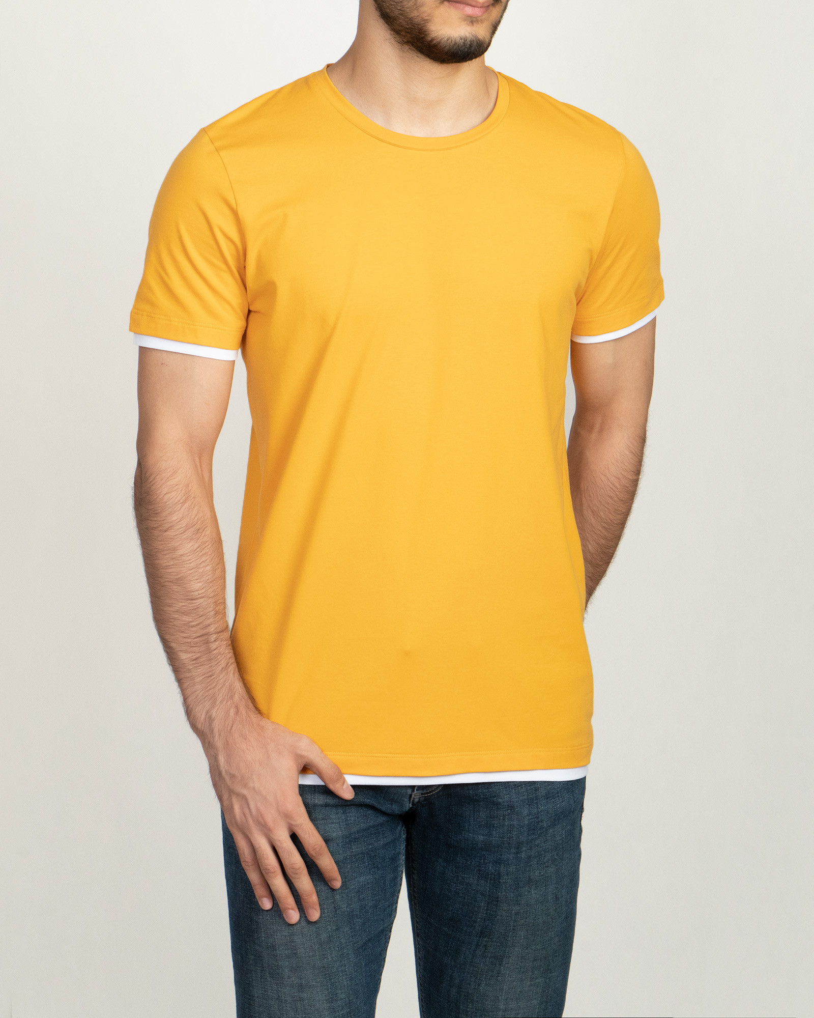خرید اینترنتی تیشرت زرد مردانه یقه گرد 20195108