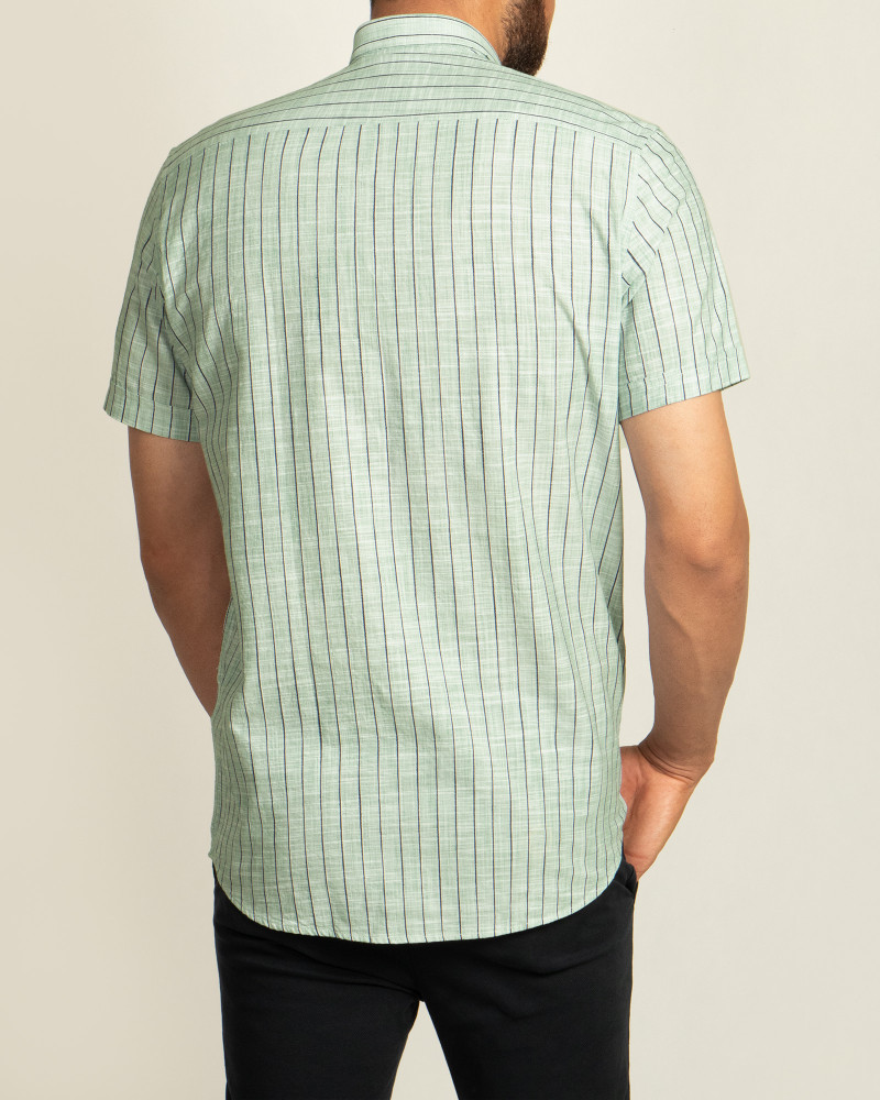 خرید اینترنتی پیراهن مردانه آستین کوتاه روزمره نخی  سبز  20223220