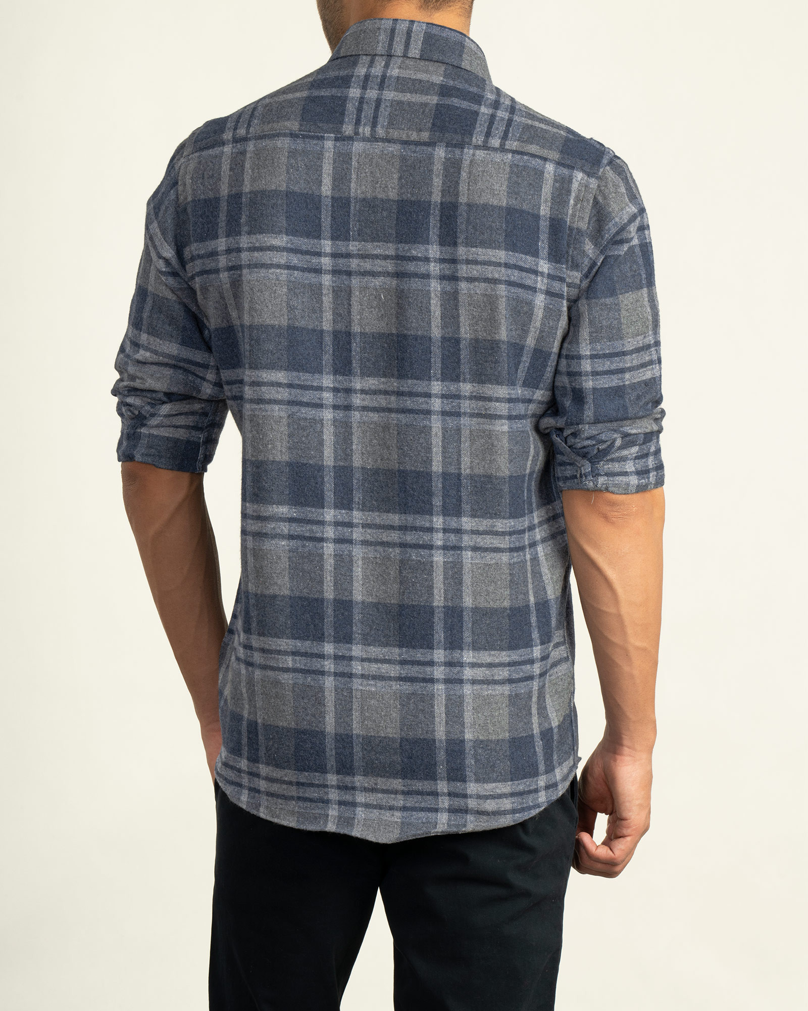 خرید پیراهن پشمی آستین بلند چهارخانه مردانه خاکستری 20352168