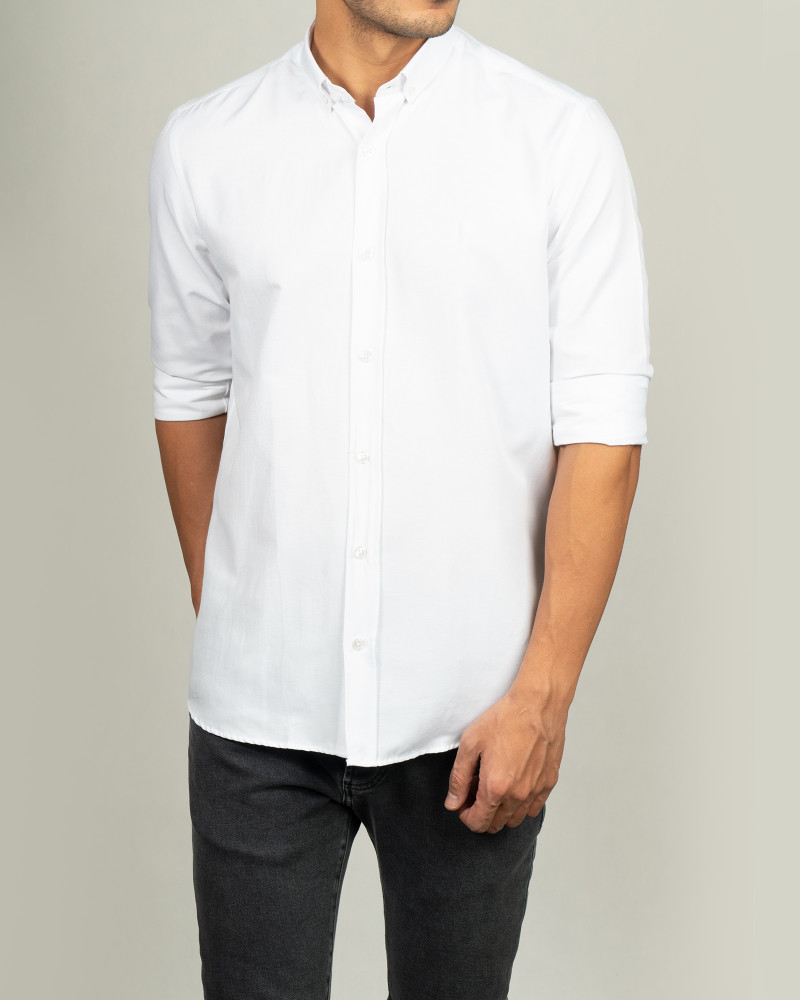 پیراهن سفید ساده مردانه 20321215