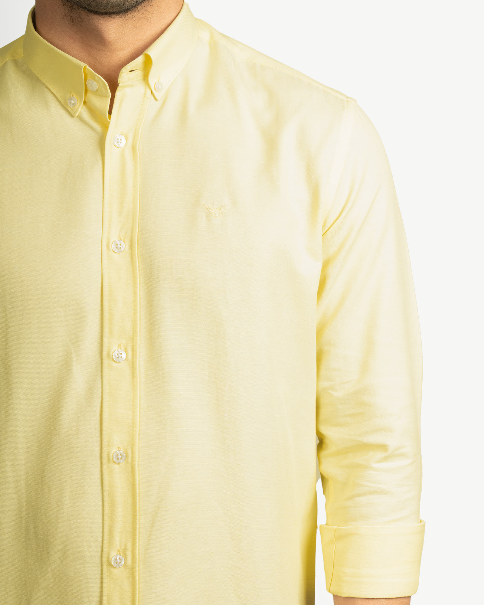 پیراهن  مردانه آستین بلند ساده لیمویی 20321215