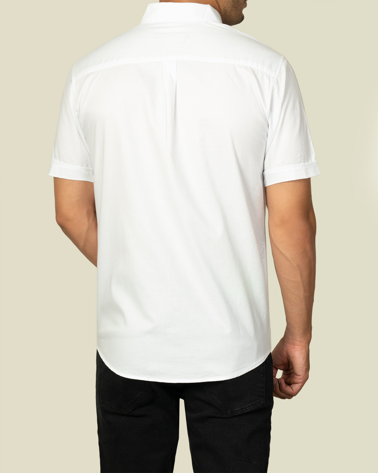 پیراهن مردانه آستین کوتاه  روزمره نخی سفید 21122238