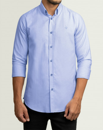 پیراهن مردانه آستین بلند روزمره ساده آبی روشن  21221232