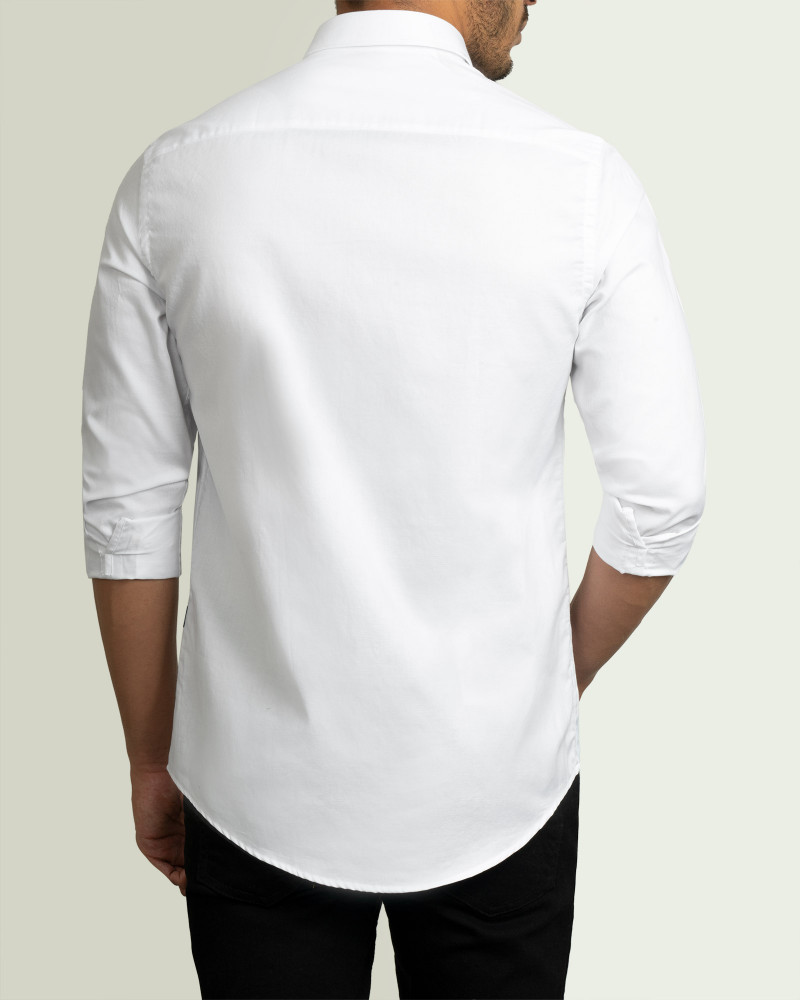 پیراهن مردانه آستین بلند روزمره ساده سفید  21221238