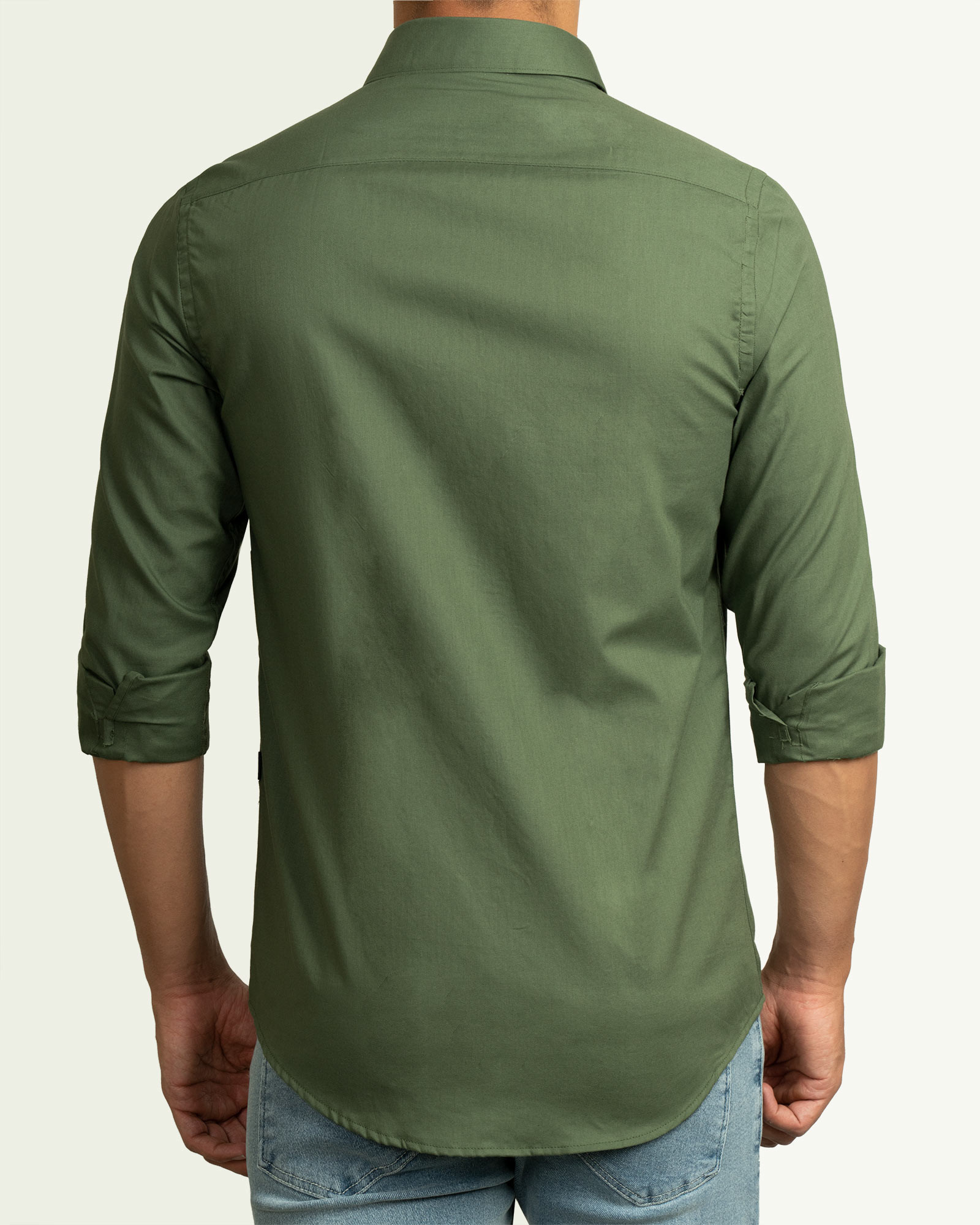 پیراهن مردانه آستین بلند روزمره ساده سبز 21221238