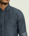 پیراهن مردانه آستین بلند جین ساده سرمه ای 21274140