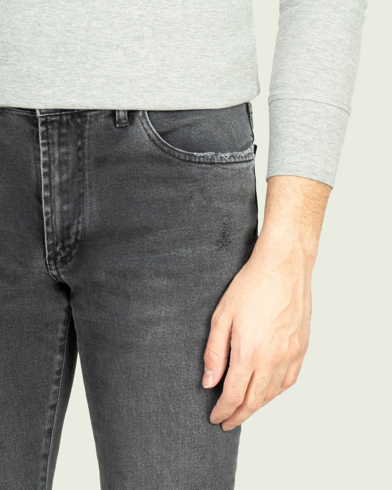 شلوار جین زاپ دار جذب کشی مردانه شیک خاکستری 21311229