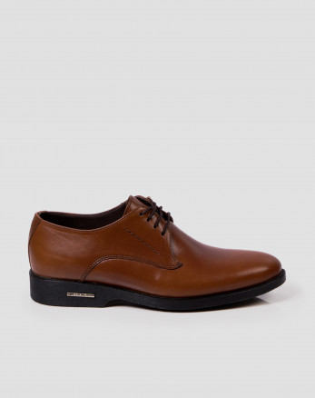 کفش کلاسیک بنددار قهوه ای با چرم طبیعی17443101