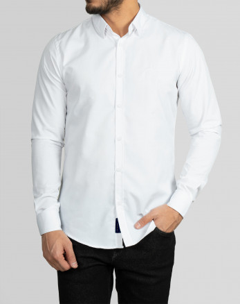 پیراهن مردانه آستین بلند روزمره ساده سفید 21421249
