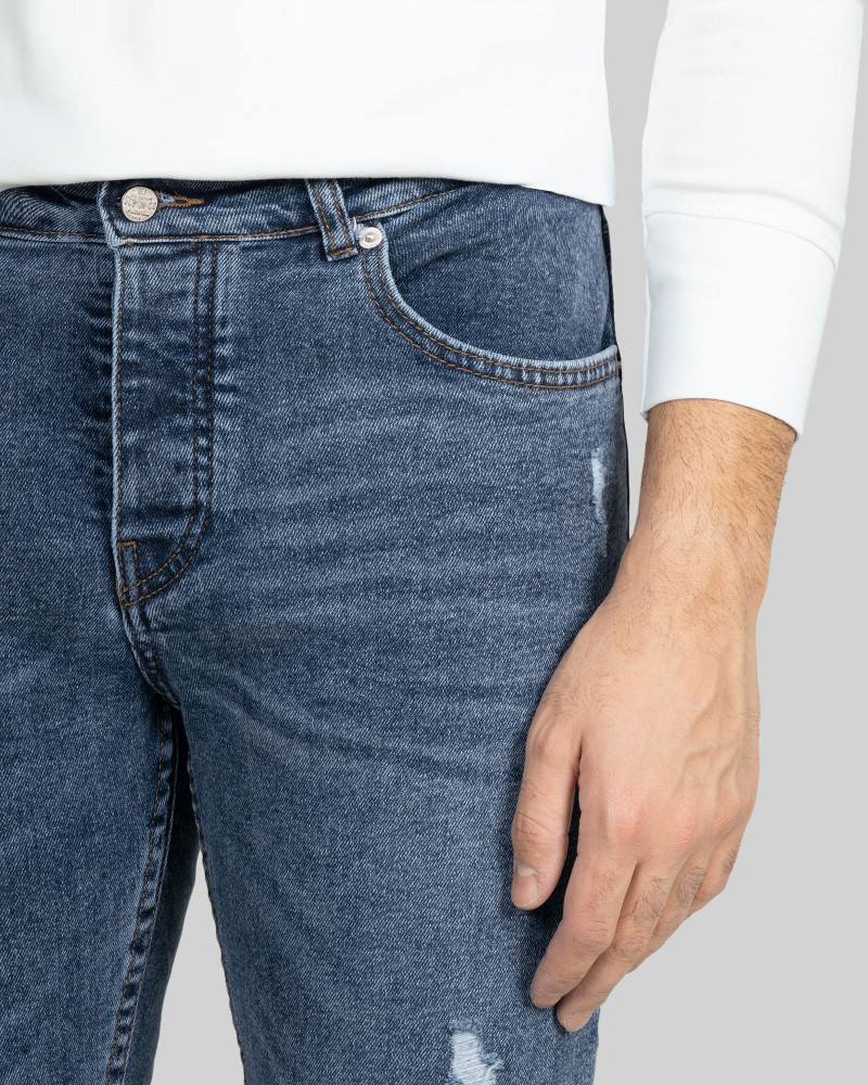 شلوار جین زاپ دار جذب مردانه آبی 21310200