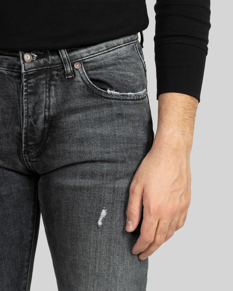 شلوار جین زاپ دار جذب مردانه خاکستری شیک 21411240