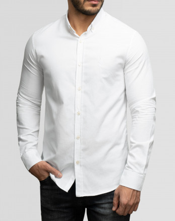 پیراهن مردانه آستین بلند روزمره ساده سفید 21421255