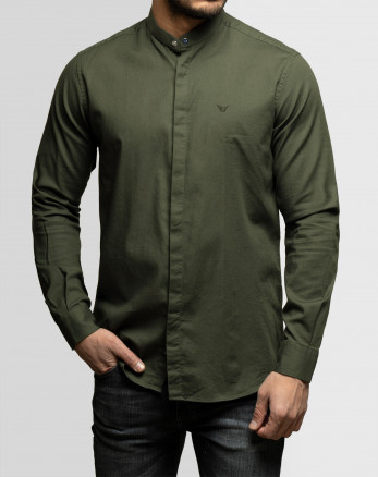 پیراهن مردانه آستین بلند ساده سبز 21421250