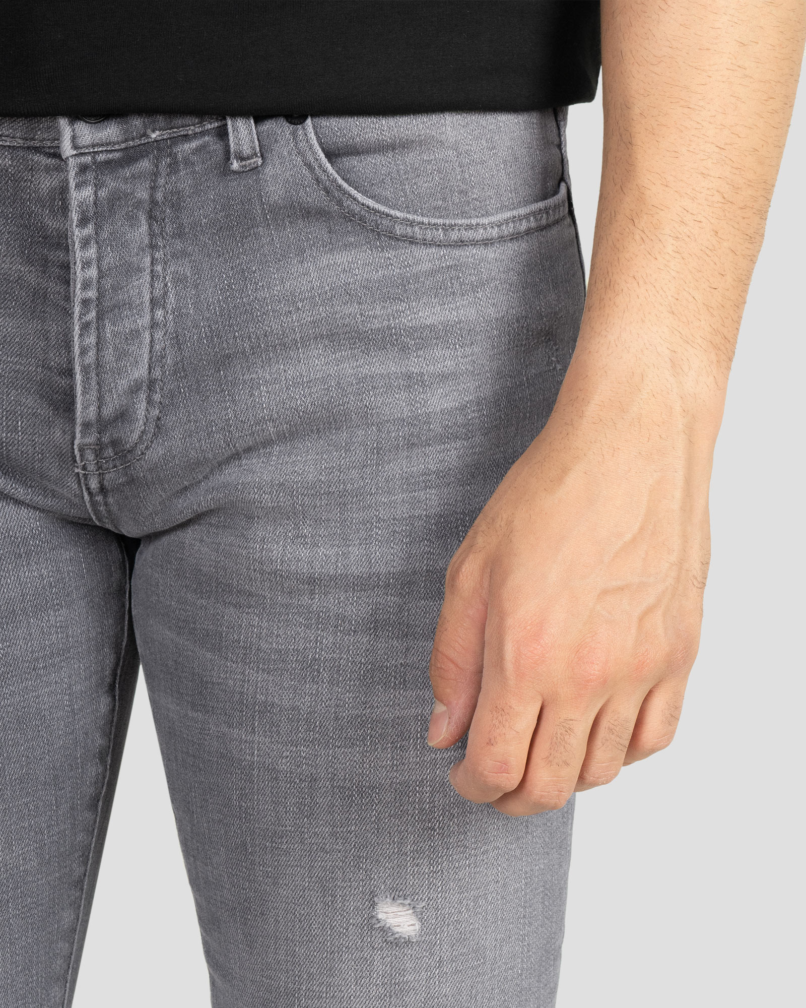 شلوار جین زاپ دار جذب مردانه خاکستری روشن 21410223