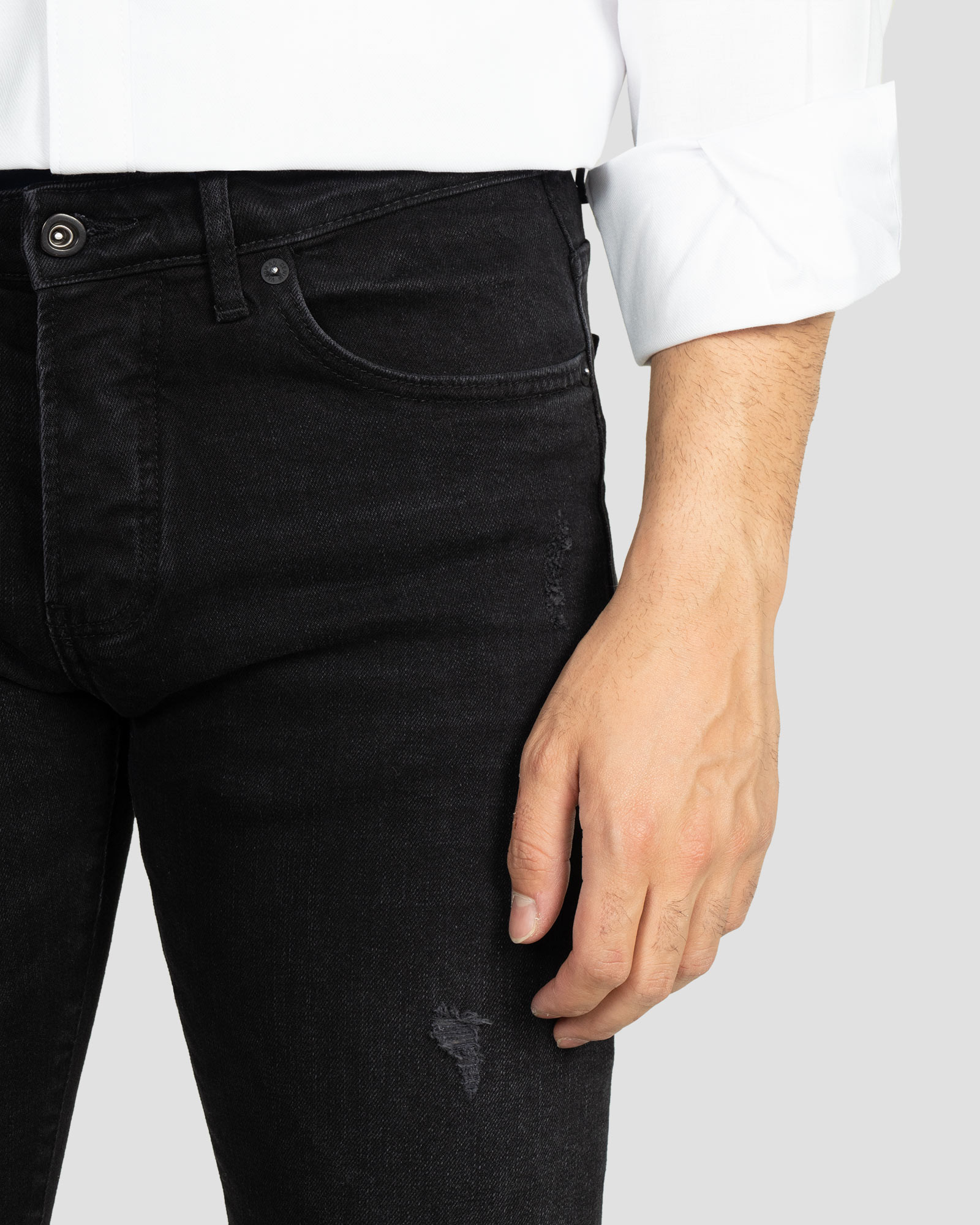 شلوار جین زاپ دار جذب مردانه مشکی 21411261