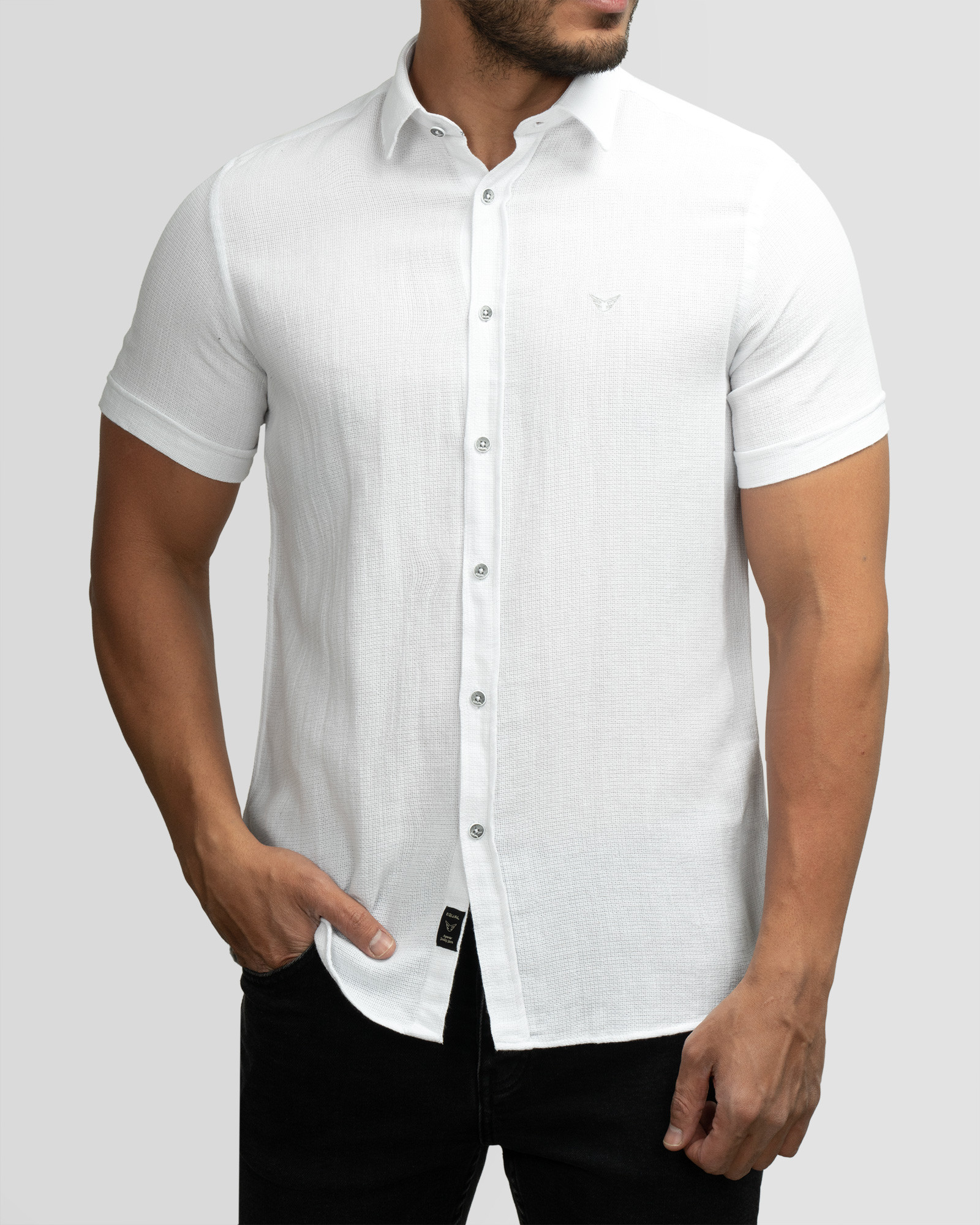 پیراهن آستین کوتاه ساده سفید 22122251