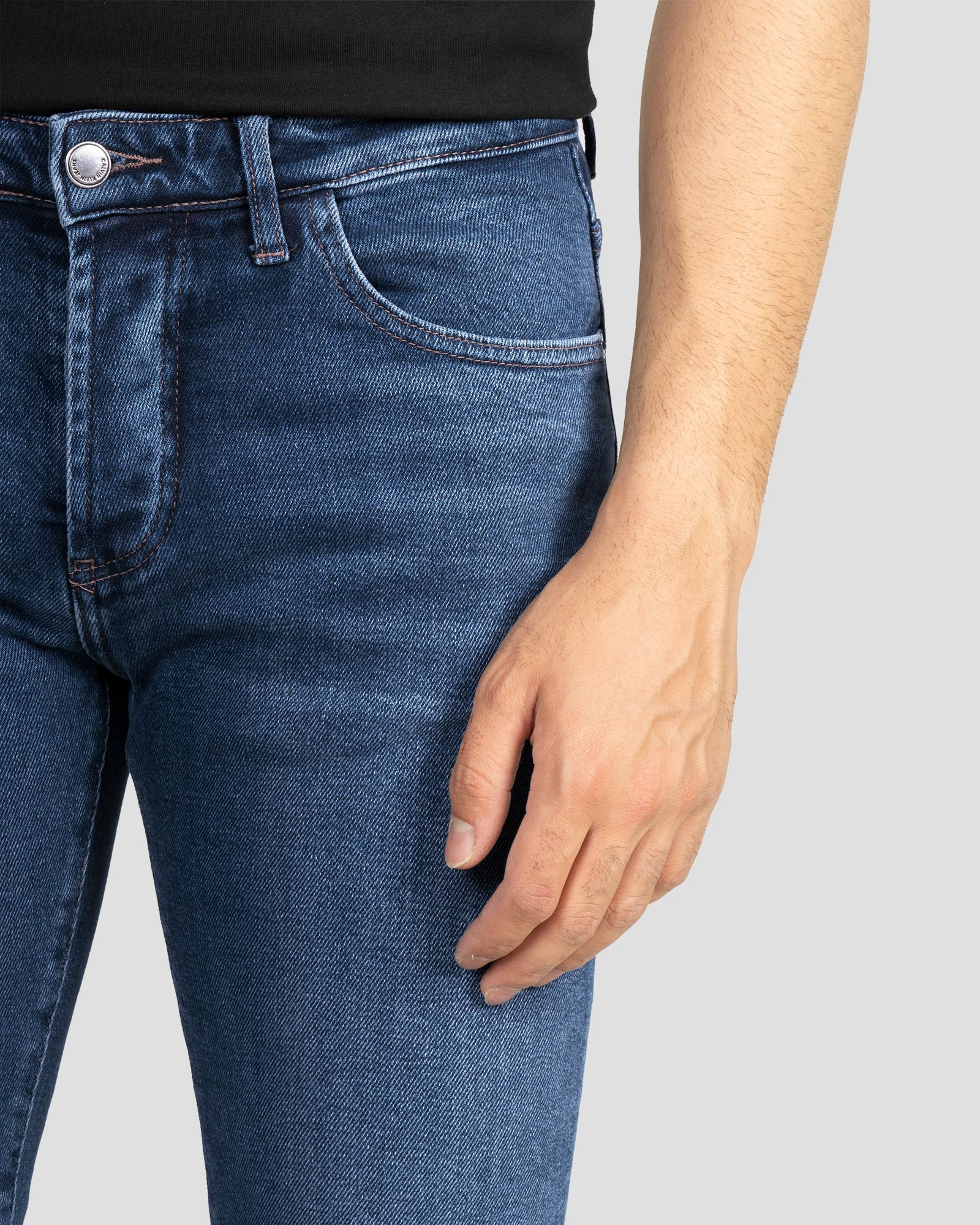 شلوار جین زاپ دار جذب مردانه شیک آبی  21411262