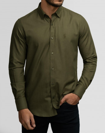 پیراهن مردانه آستین بلند رسمی ساده سبز 22121260