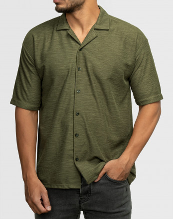 پیراهن مردانه آستین کوتاه یقه انگلیسی سبز 22122256