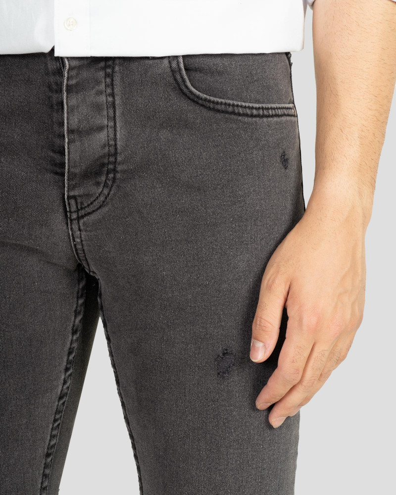 شلوار جین زاپ دار جذب مردانه خاکستری 21410212